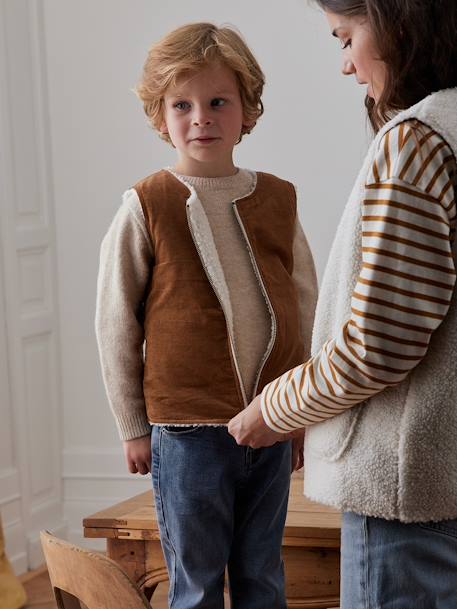 Wendbare Kinder Weste, Familien Herbst-Capsule KUSCHELZEIT wollweiß 