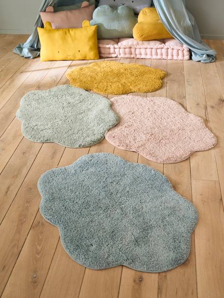 Tapis Nuage éponge essentiels bleu grisé+Gris clair+moutarde+rose poudré+vert sauge 