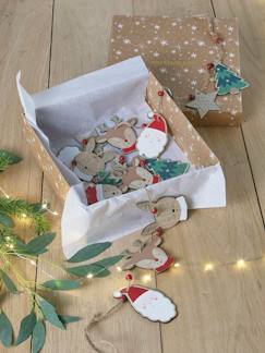 Linge de maison et décoration-Guirlande en bois Amis du Père Noël