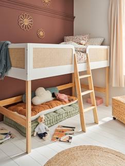 Zimmer und Aufbewahrung-Kinderzimmer Hochbett mit Rattan