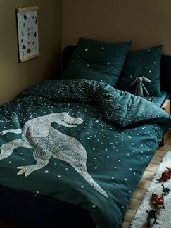 Linge de maison et décoration-Parure de fourre de duvet + taie d'oreiller avec dÈtails phosphorescents GRAPHIC DINO 