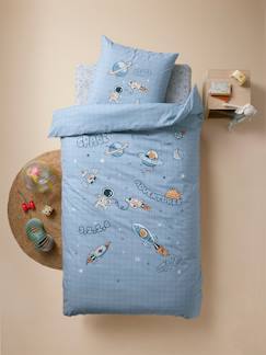 Linge de maison et décoration-Linge de lit enfant-Parure fourre de duvet + taie d'oreiller enfant INTERGALACTIC, avec coton recyclé