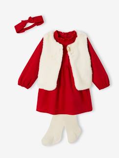 Baby-Set-Mädchen Baby Set: Kleid, Fellweste & Accessoires