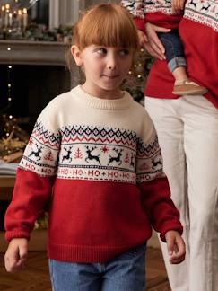 Mädchen-Pullover, Strickjacke, Sweatshirt-Pullover-Kinder Weihnachtspullover mit Jacquardmuster Capsule FAMILY Oeko-Tex