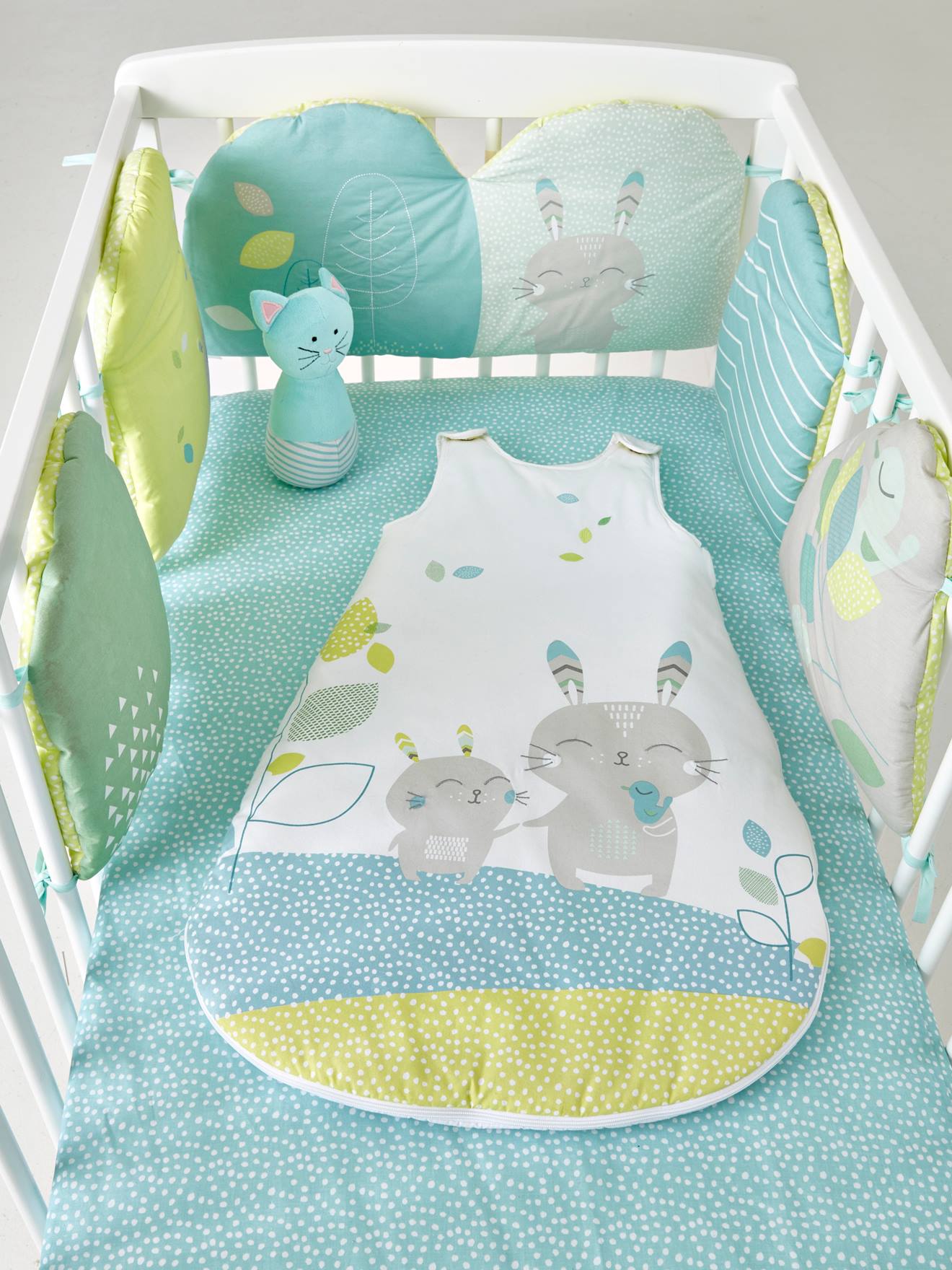 Vertbaudet Tour De Lit Modulable Baby Circus Bleu 180x30 Matelas Et Linge De Lit Accessoires De Literie