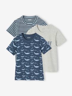 Garçon-Sous-vêtement-Lot de 3 t-shirts "Baleine" garçon manches courtes