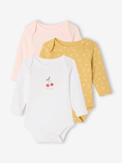 Baby-Body-Bio-Kollektion: 3er-Pack Baby Schlupfbodys mit langen Ärmeln, Kirschen