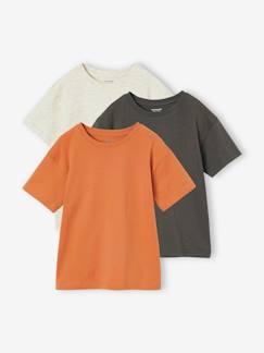 Junge-T-Shirt, Poloshirt, Unterziehpulli-3er-Pack Jungen T-Shirts BASIC uni Oeko-Tex