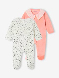 2er-Pack Baby Samt-Strampler mit Recycling-Polyester, Blumen und Kragen