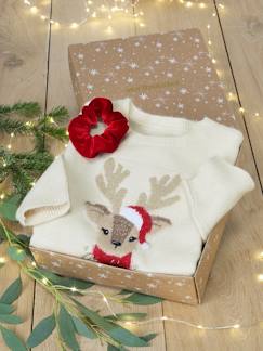 -Coffret de Noël pull jacquard motif animal + accessoire fille