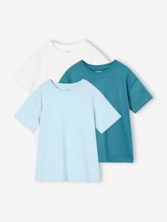 Junge-T-Shirt, Poloshirt, Unterziehpulli-3er-Pack Jungen T-Shirts BASIC uni Oeko-Tex