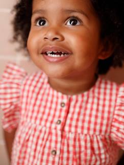 Baby Bluse aus kariertem Seersucker mit Volantärmeln