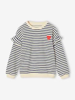 Mädchen-Pullover, Strickjacke, Sweatshirt-Mädchen Ringel-Sweatshirt, Volantärmel