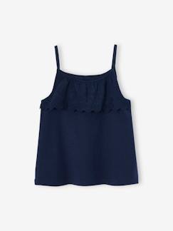 Fille-T-shirt, sous-pull-Débardeur fille avec volants en broderie anglaise