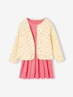 Ensemble fille 3 pièces robe gilet sherpa collant olive