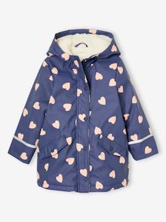 Mädchen-Mantel, Jacke-Mädchen Regenjacke mit Kapuze & Teddyfleece-Futter