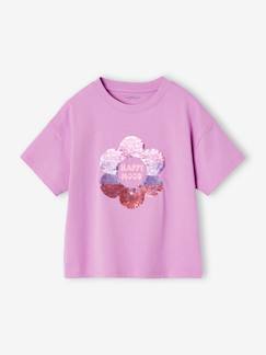 Fille-T-shirt, sous-pull-T-shirt motif en sequins fille