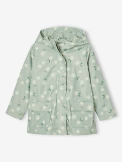Mädchen-Mantel, Jacke-Mädchen Regenjacke mit Kapuze und Print