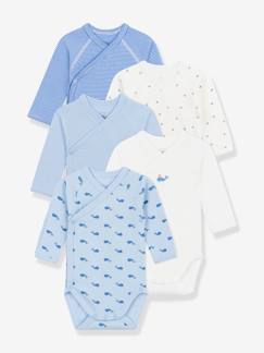 Baby-Body-5er-Pack Baby Wickelbodys mit langen Ärmeln PETIT BATEAU