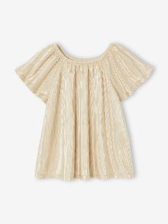 Fille-Blouse cérémonie en lamé effet plissé fille manches papillon