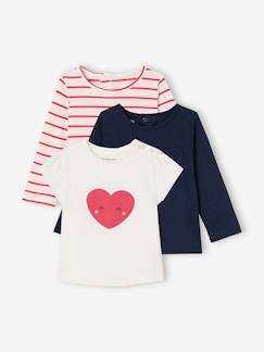 Bébé-T-shirt, sous-pull-Lot de 3 t-shirts bébé fille manches longues