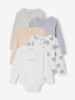 Baby-Body-Bio-Kollektion: 5er-Pack mitwachsende Baby Wickelbodys, Langarm Oeko-Tex