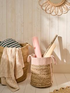 Chambre et rangement-Rangement-Bac, boîte, panier de rangement-Panier de rangement en jute bicolore