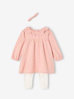 Baby-Set-Bio-Kollektion: Baby-Set aus Kleid, Leggings & Haarband, Herzen