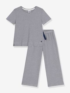 Mädchen-Pyjama, Overall-Kurzärmeliger Kinder Schlafanzug PETIT BATEAU mit Streifen