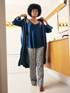 Umstandsmode-3-teiliges Homewear-Set für Schwangerschaft und Stillzeit, Glanz-Jersey