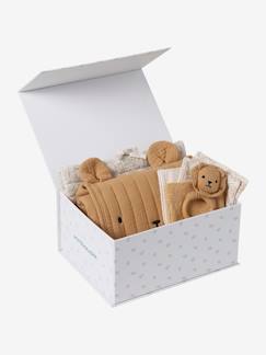 Puériculture-Coffret cadeau naissance 8 pièces : 1 hochet, 1 tapis à langer nomade, 5 lingettes, 1 pochette