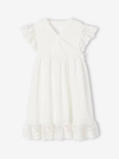 Mädchen-Kleid-Festliches Mädchen Wickelkleid mit Tüll-Akzenten