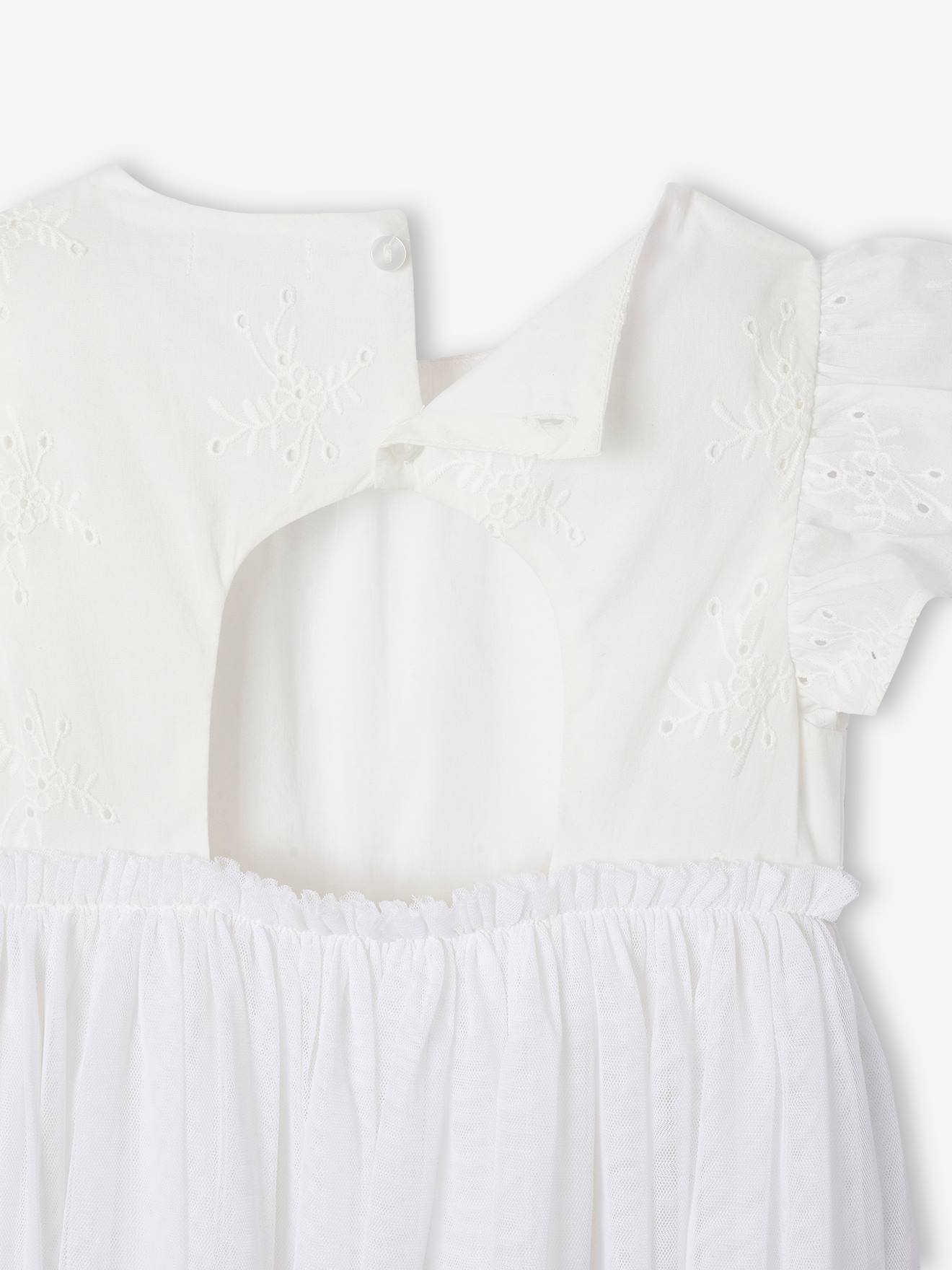 Robe Blanche Broderie Anglaise Pour Fille 8-10 Ans - Faite Main Vintage - À Finir (ourlet)