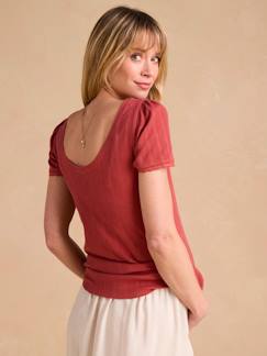 Vêtements de grossesse-T-shirt de grossesse décolleté dos ENVIE DE FRAISE maille désaiguillée