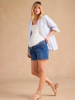 Short en jean grossesse avec tresse fantaisie bandeau amovible