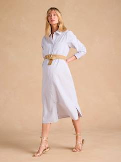 Robe chemise longue en lin mélangé grossesse et allaitement ENVIE DE FRAISE coton effet lin