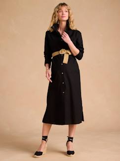 Robe chemise longue en lin mélangé grossesse et allaitement ENVIE DE FRAISE coton effet lin