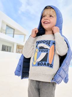 Junge-Pullover, Strickjacke, Sweatshirt-Jungen Sweatshirt mit grossem Skater-Motiv, Recycling-Polyester 