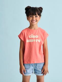 Fille-T-shirt, sous-pull-T-shirt à message motifs fleurs fille