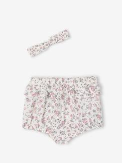 Baby-Mädchen Baby-Set: Shorts & Haarband mit Blumenmuster
