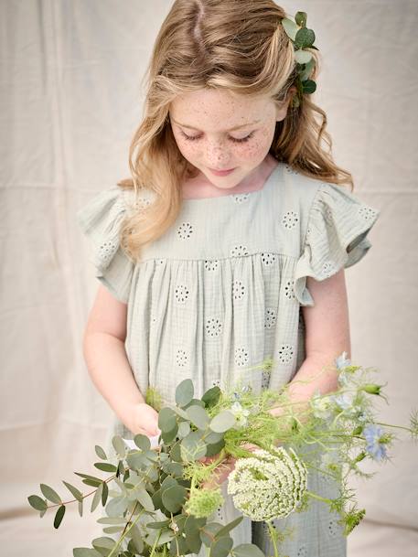 Mädchen Musselinkleid koralle+pastellgelb+salbeigrün+vanille+zartblau 