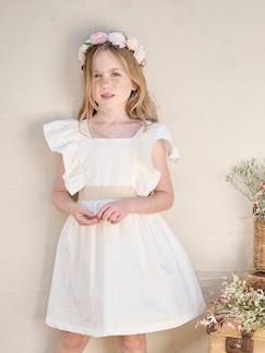 Fille-Robe-Robe de cérémonie à ceinture dorée fille