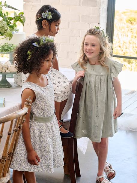 Mädchen Musselinkleid koralle+pastellgelb+salbeigrün+vanille+zartblau 