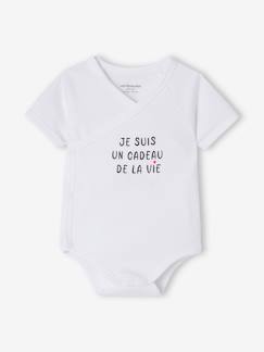 Baby-Body-Bio-Kollektion: Baby Wickelbody mit kurzen Ärmeln und Schriftzug