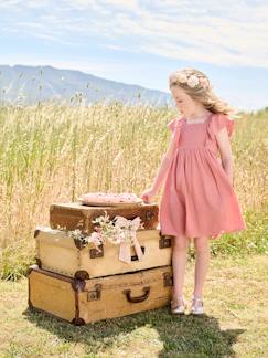 Fille-Robe-Robe de cérémonie en gaze de coton fille manches en broderie anglaise