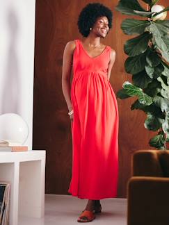 Robe longue de grossesse en gaze de coton