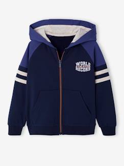 Garçon-Pull, gilet, sweat-Sweat zippé à capuche manches raglan sport garçon