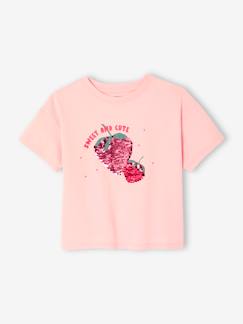Fille-T-shirt, sous-pull-T-shirt motif en sequins fille
