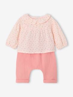 Baby-Set mit Volants: Bluse & Haremshose, Musselin
