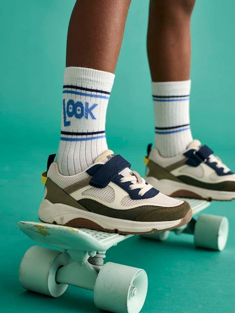 Kinder Klett-Sneakers mit elastischer Schnürung und Anziehtrick set beige+set blau 